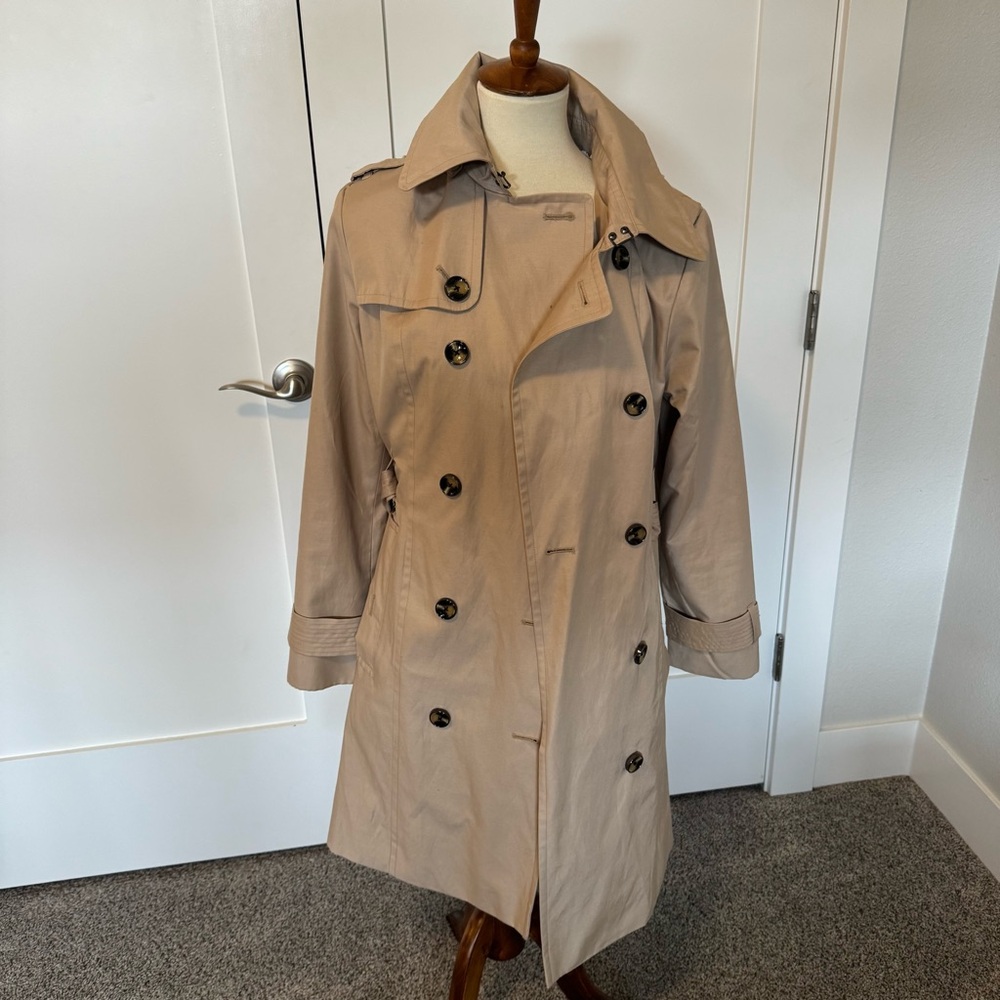 London Fog Hooded Trench Coat Medium